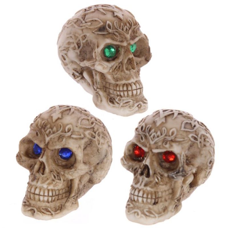 Ornament - Mini Celtic Skulls with Gem Eyes (Set of 12 Assorted)