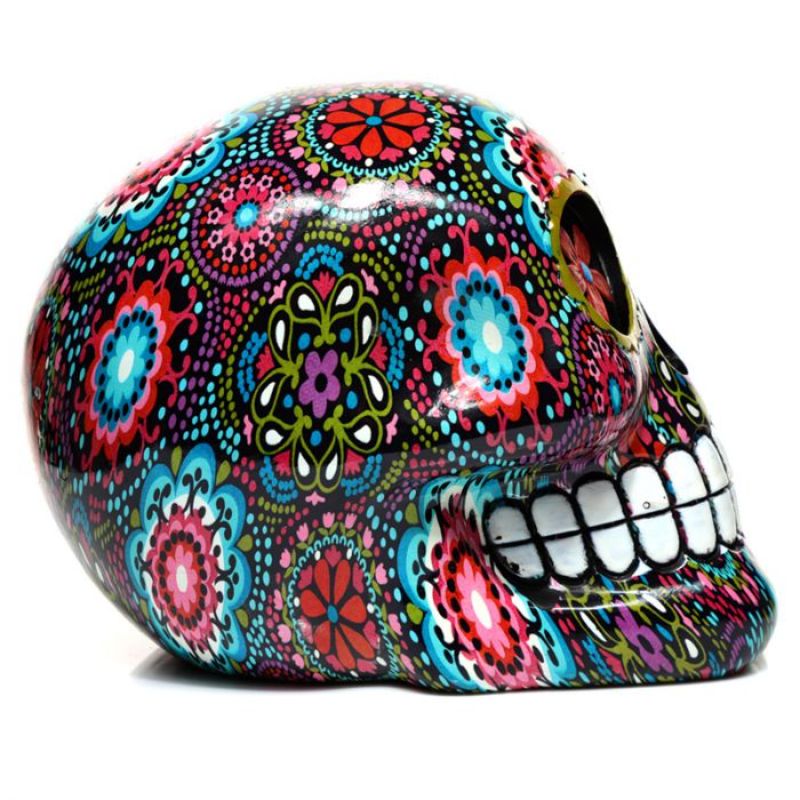 Ornament - Day of the Dead Floral Print Skull (14.5cm)