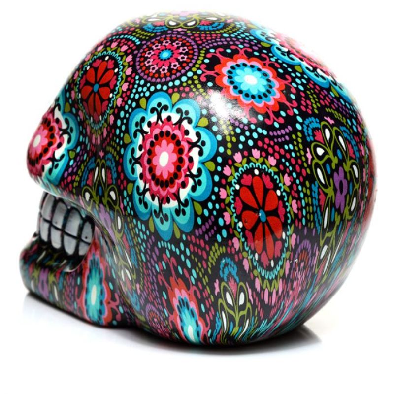 Ornament - Day of the Dead Floral Print Skull (14.5cm)