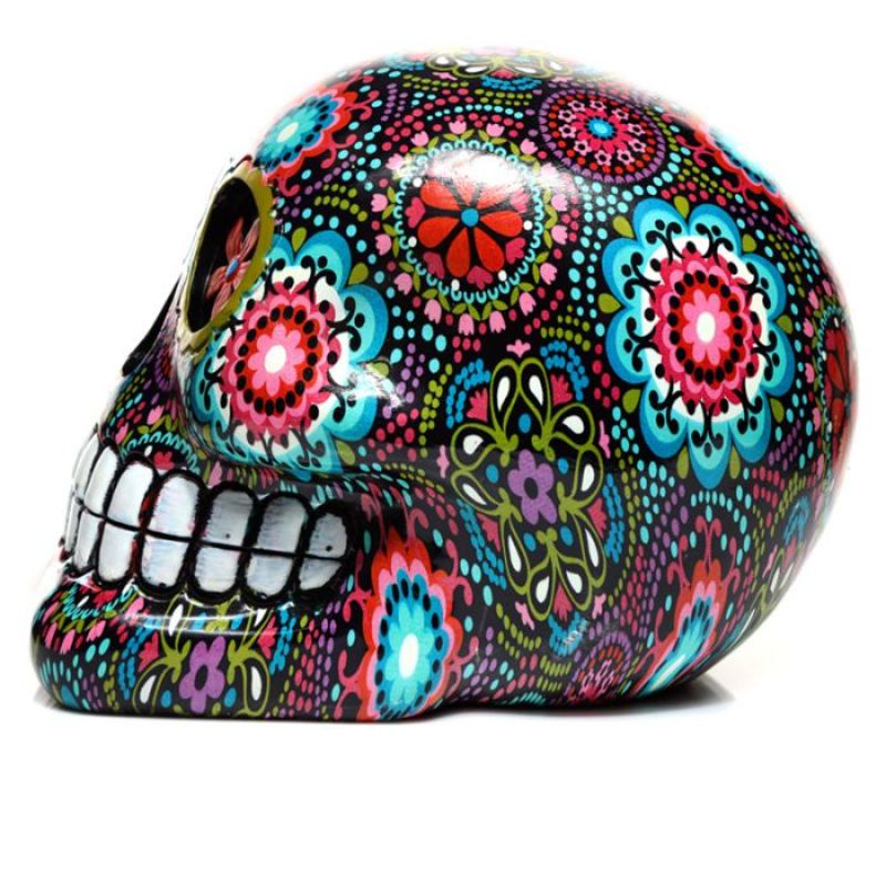 Ornament - Day of the Dead Floral Print Skull (14.5cm)