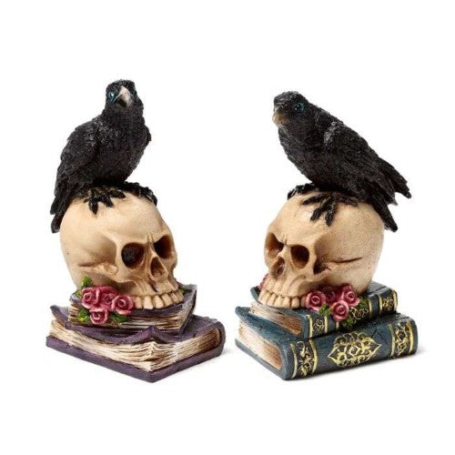 Ornament - Crow Perched on Skull & Books (Set of 2 Asstd)