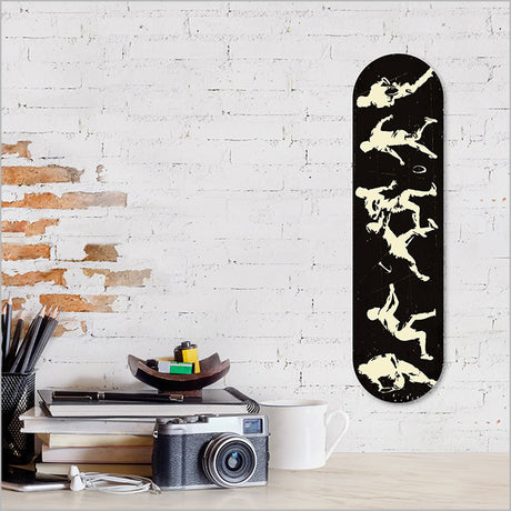 Vibrant circular wall art combining rugby and skateboarding elements, crafted from durable 4mm ACM material.