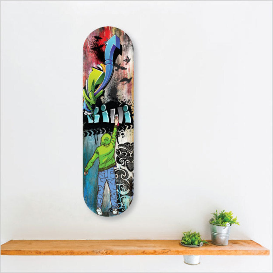 Vibrant Graffiti Kiwi Wall Art on 4mm thick ACM, ideal for indoor/outdoor decor, showcasing New Zealand's artistic flair.