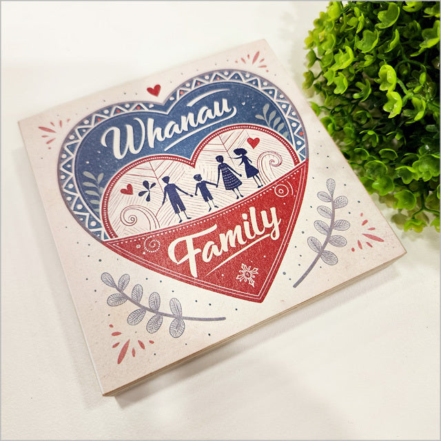 Plywood Art Block - Whanau + Family Square (12 x 12cm)