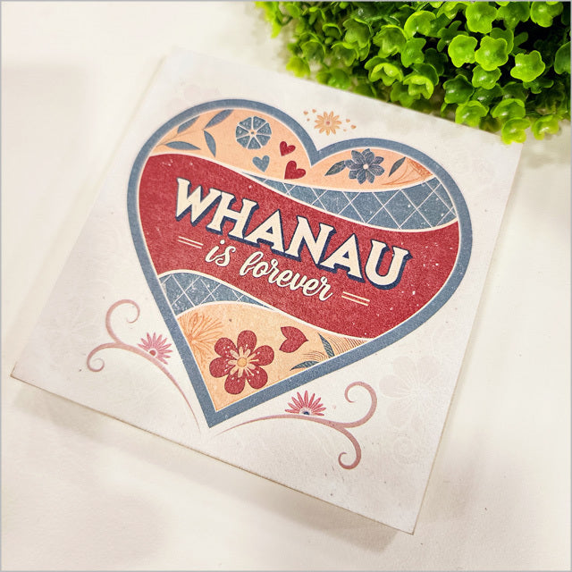 Plywood Art Block - Whanau is Forever Square (12 x 12cm)