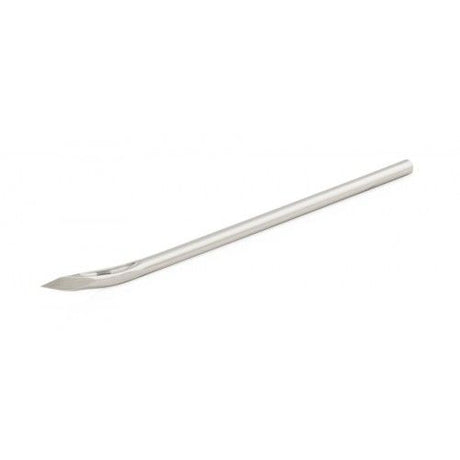 Curved No. 8C sewing awl needle for heavy materials like leather and canvas, featuring a Diamond-Point design for precision.
