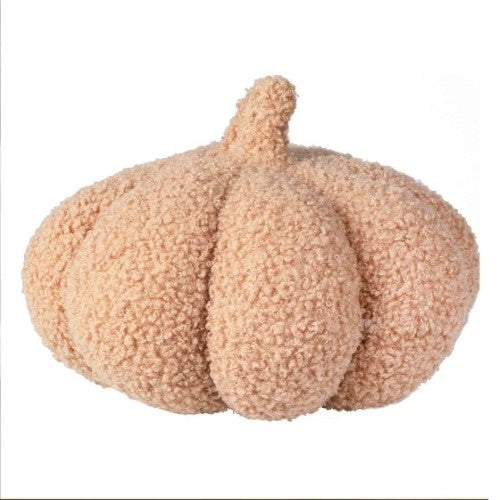Medium orange boucle pumpkin decoration, 20cm, perfect for autumn decor and celebrating Halloween and Thanksgiving.