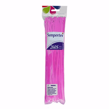Pack of 50 Fashion Fuchsia modelling latex balloons, 5cm x 150cm when inflated, ideal for events and decoration.