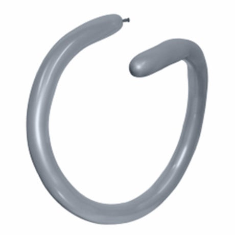 Pack of 100 grey modelling latex balloons, 5cm x 150cm, perfect for elegant party decorations and balloon artistry.