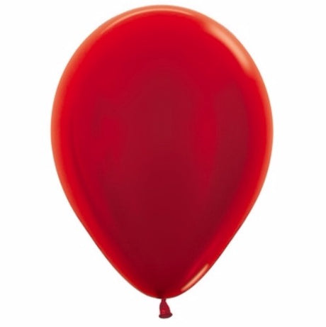 Pack of 25 Metallic Pearl Red balloons, 30cm, perfect for vibrant celebrations and elegant décor.