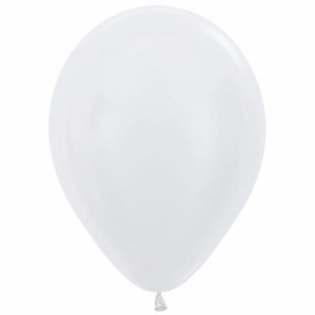 Pack of 25 Pearl White Latex Balloons, 30cm, perfect for elegant celebrations and party themes.