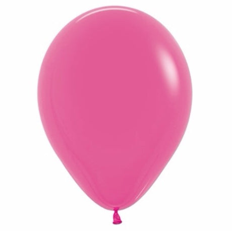Pack of 50 vibrant 12cm fuchsia latex balloons, ideal for stylish celebrations and event decorations.