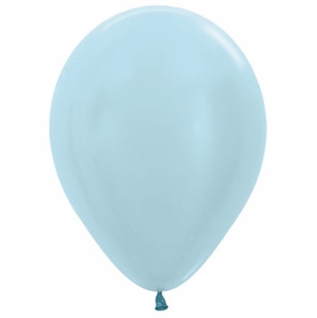 12cm pearl satin blue latex balloons in a pack of 50, perfect for elegant celebrations and decorations.