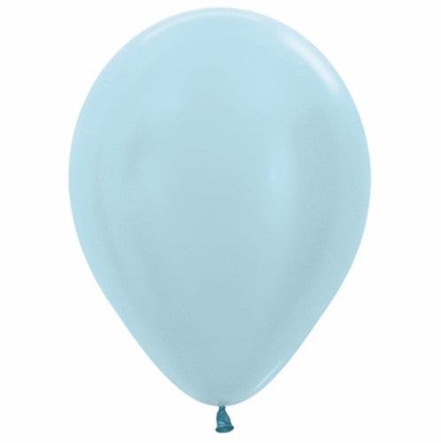 12cm pearl satin blue latex balloons in a pack of 50, perfect for elegant celebrations and decorations.
