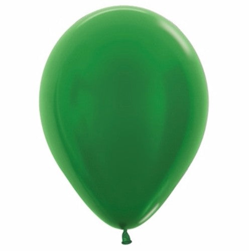 Pack of 50 metallic pearl emerald green latex balloons, perfect for vibrant party decor and celebrations.