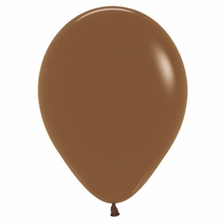 Pack of 50 stylish 12cm coffee brown latex balloons, perfect for elegant party decorations and celebrations.