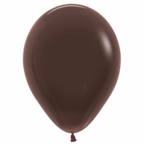 Pack of 100 chocolate latex balloons, 30cm, perfect for elegant celebrations and party decorations.