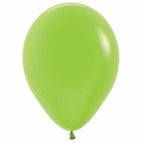 Pack of 50 vibrant 12cm neon green latex balloons, perfect for festive decorations and celebrations.