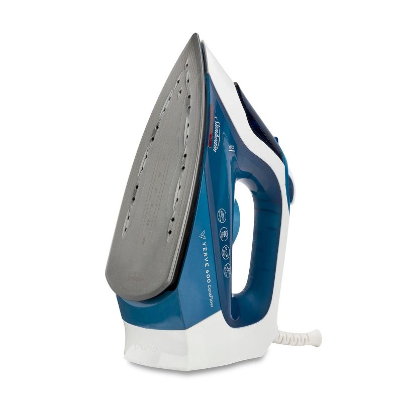 Sunbeam Verve 600 CeraFlow™ Iron with ceramic soleplate, steam capabilities, and lightweight design for smooth ironing.