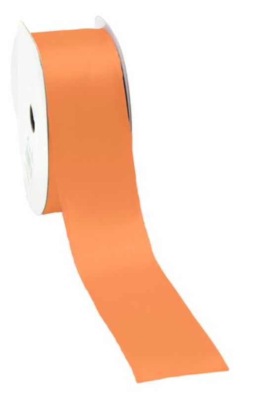 Elegant dark apricot satin ribbon, 38mm wide, 25m long, perfect for gift wrapping and crafting.