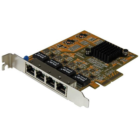 4-Port PCIe Gigabit Network Adapter Card with 4 Ethernet ports, perfect for servers and workstations, delivering 1000Mbps each.