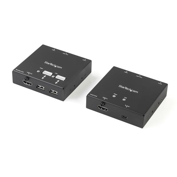 HDMI over CAT6 Extender with 4-Port USB Hub, 165 ft range, 1080p video, 7.1 audio, ideal for home and professional use.