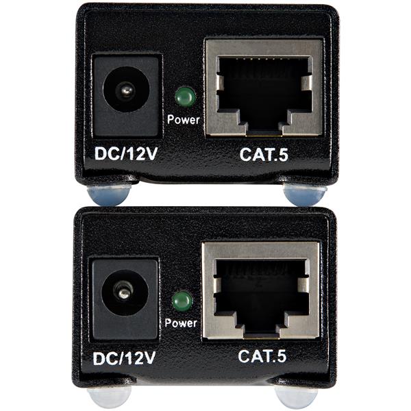 VGA to Cat5 Extender Kit for transmitting VGA signals to monitors/projectors up to 250ft for versatile setups.