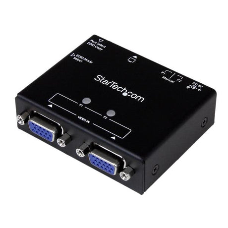 2-Port VGA Auto Switch Box with automatic source selection and priority switching for seamless multimedia sharing.