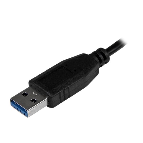 Portable USB 3.0 hub with 4 ports for high-speed connections on Mac & PC, compact and user-friendly design.