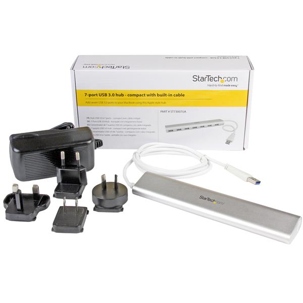 7-Port Compact USB 3.0 Hub with Built-in Cable