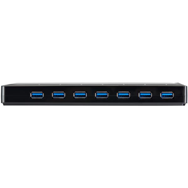 7-Port USB 3.0 Hub with fast-charging ports for efficient home and office connectivity and quick device charging.