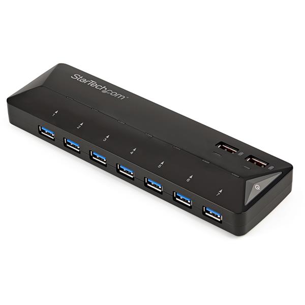 7-Port USB 3.0 Hub with 2 Fast-Charging 2.4A Ports for seamless connectivity and quick charging at home or office.