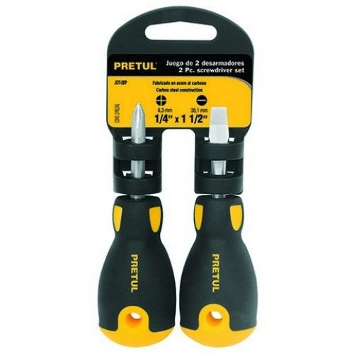 Stumpy Screwdrivers Set with 1 Slotted and 1 Phillips screwdriver; ergonomic, durable, and magnetized for easy use.