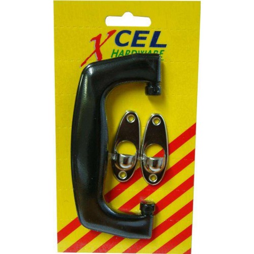 Suitcase Handle Complete with Plates Black - Prepack
