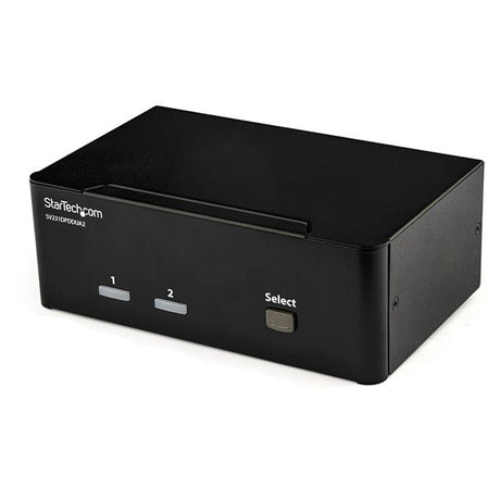 2-Port DisplayPort KVM switch for dual monitors, supporting 4K 60Hz resolution, USB, and audio for seamless multitasking.