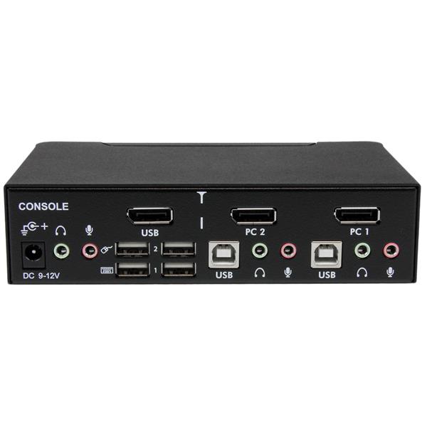 2 Port USB DisplayPort KVM Switch with Audio & 4K Support for Dual Computer Control