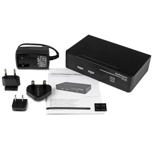 2 Port USB DisplayPort KVM Switch with Audio & 4K Support for Dual Computer Control
