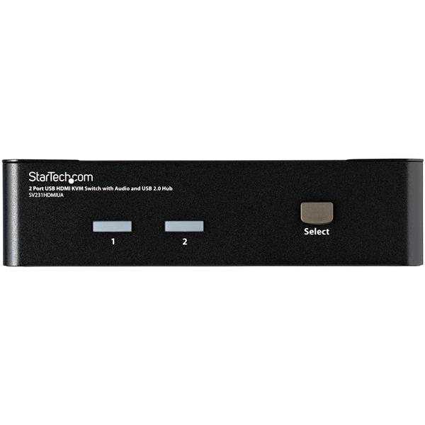 High-performance 2-Port USB HDMI KVM switch with audio, USB hub, and 1920x1200 resolution for seamless device control.