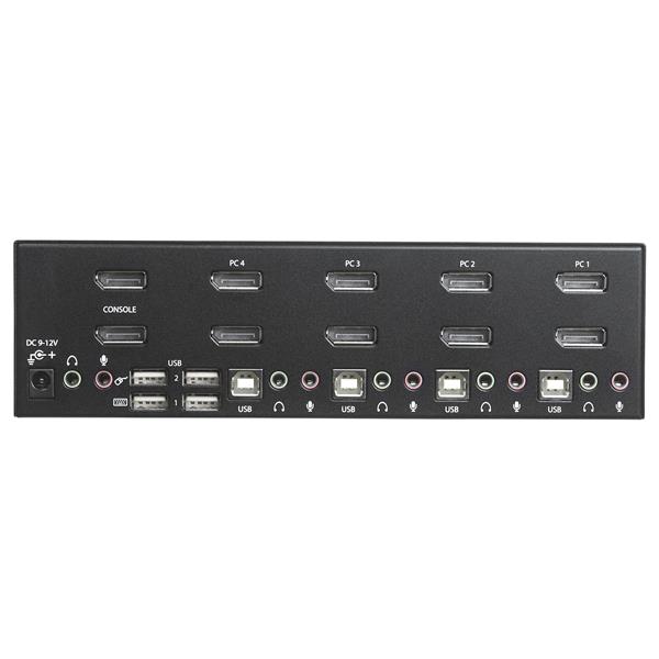 4-Port Dual DisplayPort KVM Switch enabling seamless control of multiple PCs with dual 4K 60Hz display support.