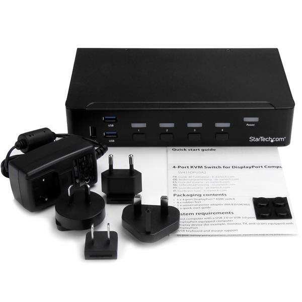 4-Port DisplayPort KVM Switch with USB 3.0 Hub & 4K Resolution for Seamless Multi-Computer Control