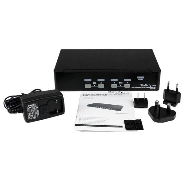 4 Port 1U Rackmount USB KVM Switch with OSD