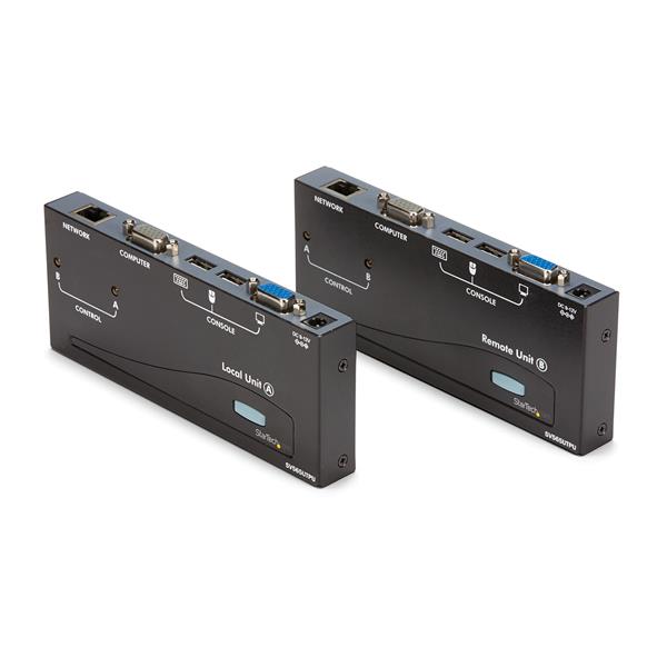 USB VGA KVM extender enabling 500 ft remote access, supporting high resolutions for efficient PC and server control.