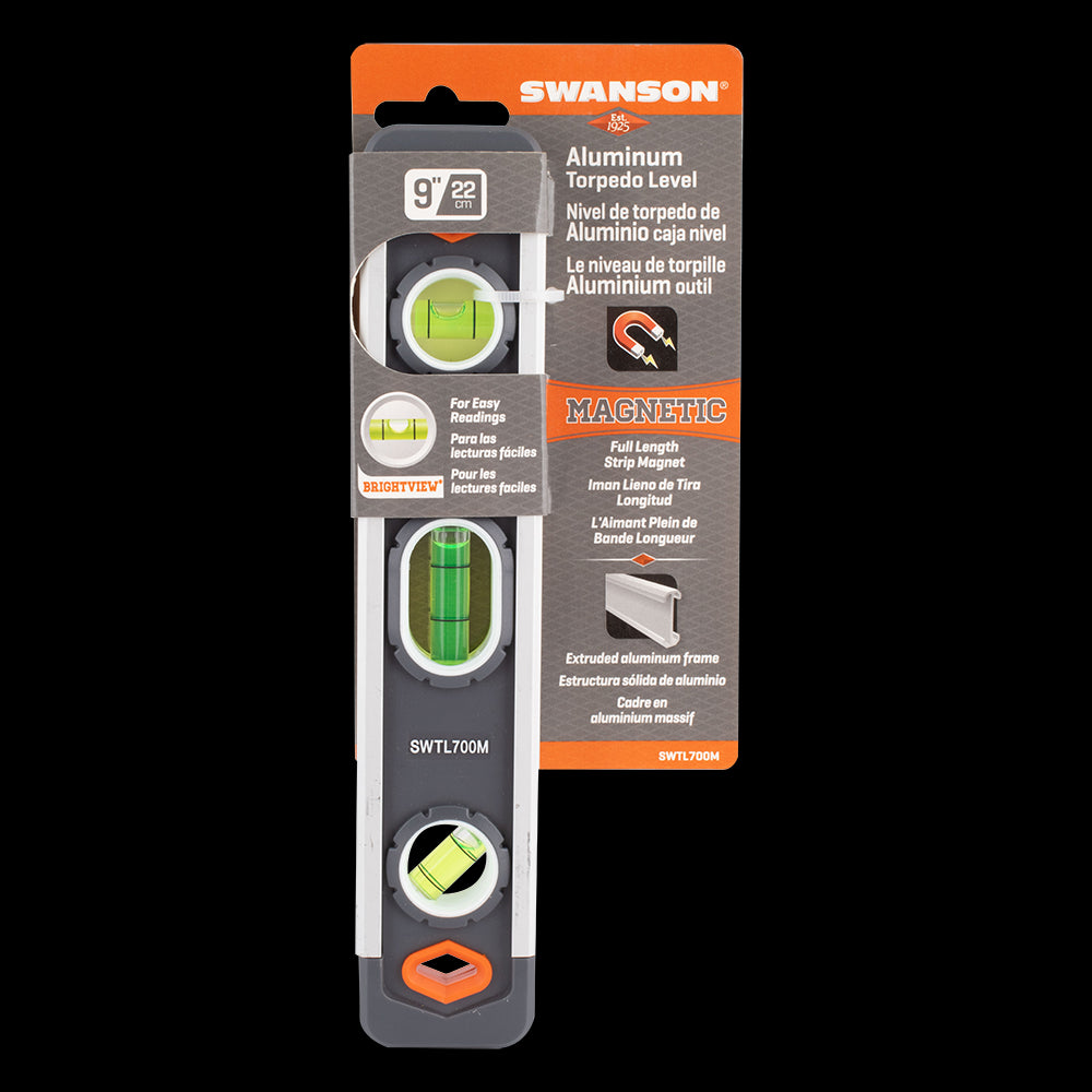 SWANSON 225mm Magnetic Aluminum Torpedo Level