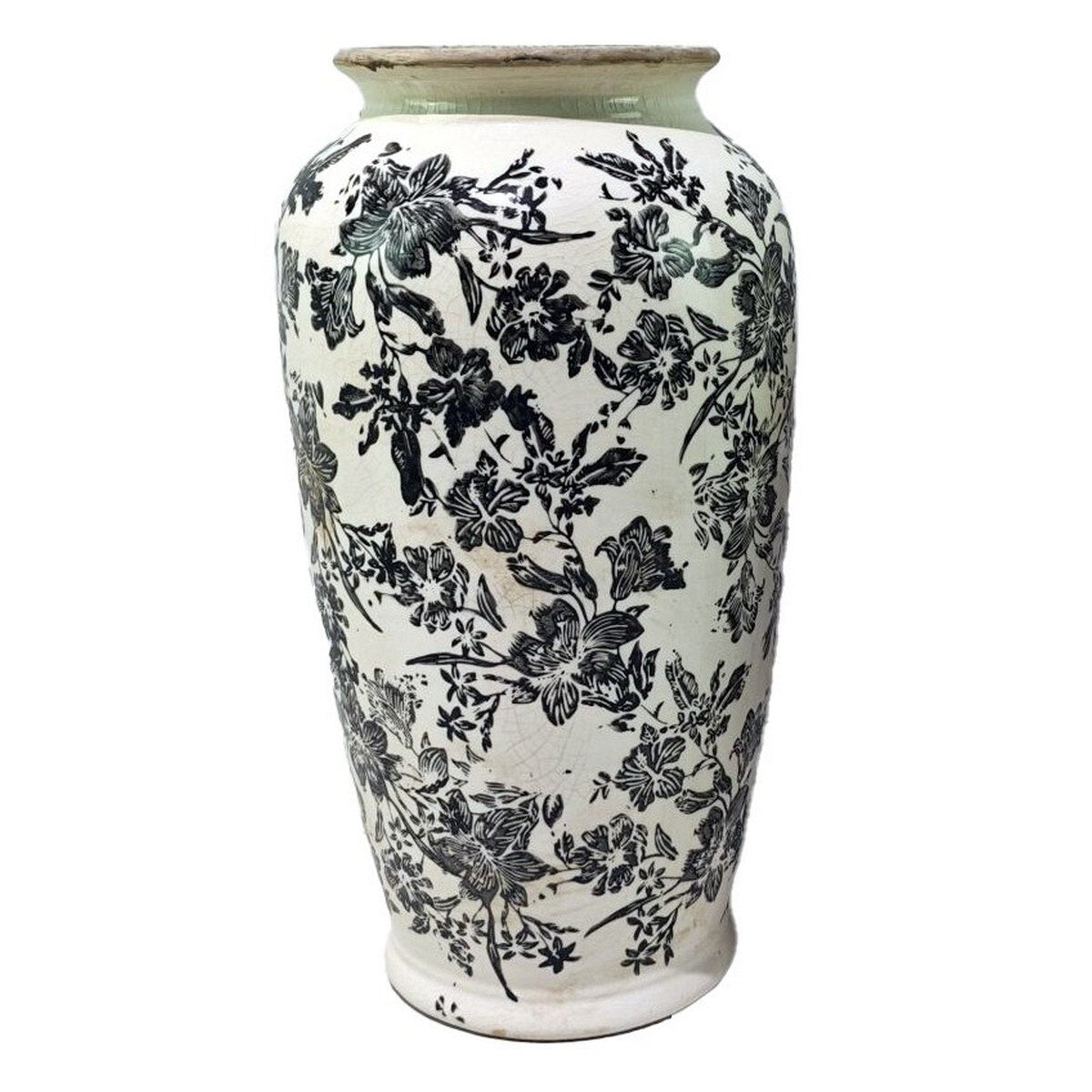 BLACK FLORAL VASE - BLACK - 195x195x370