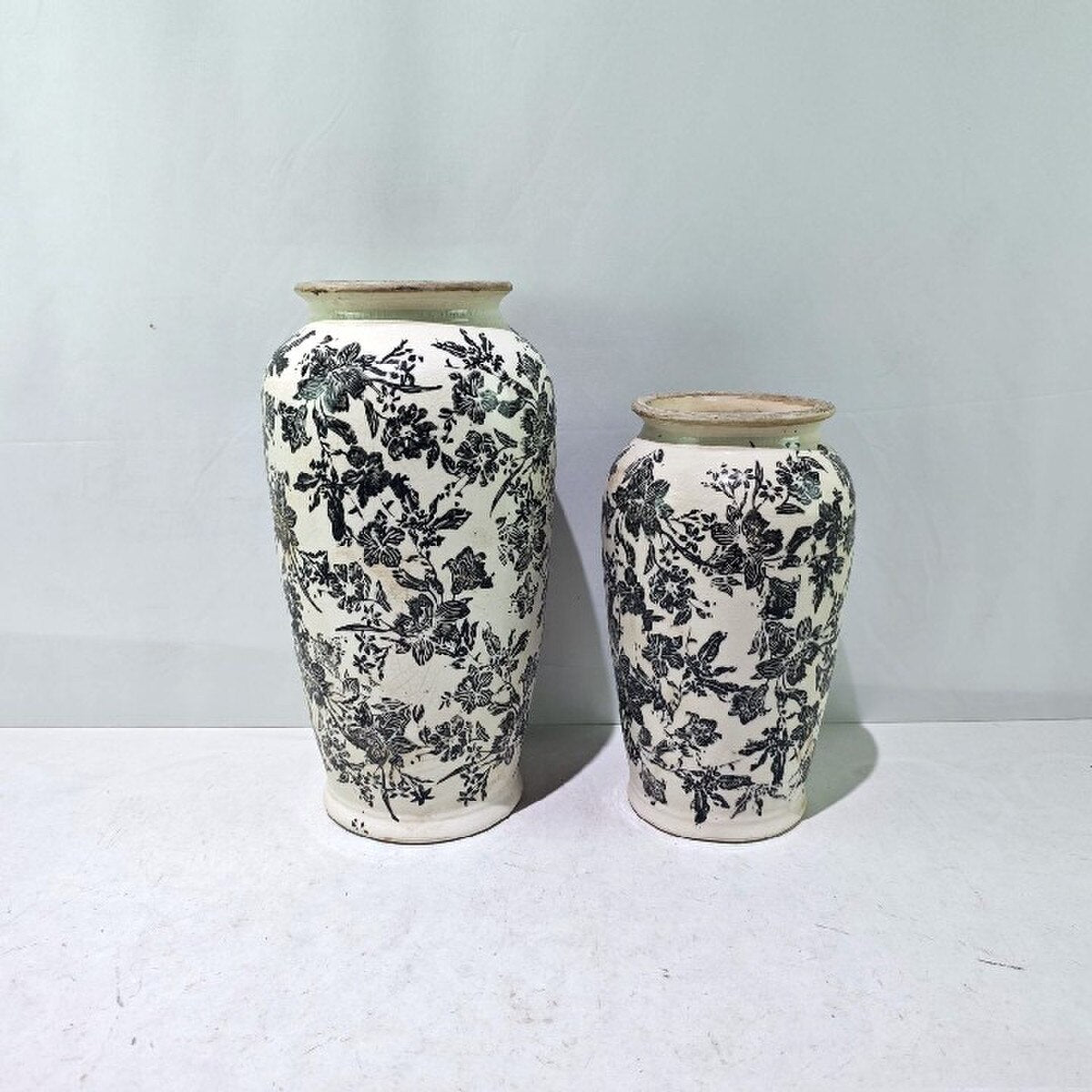 BLACK FLORAL VASE - BLACK - 195x195x370