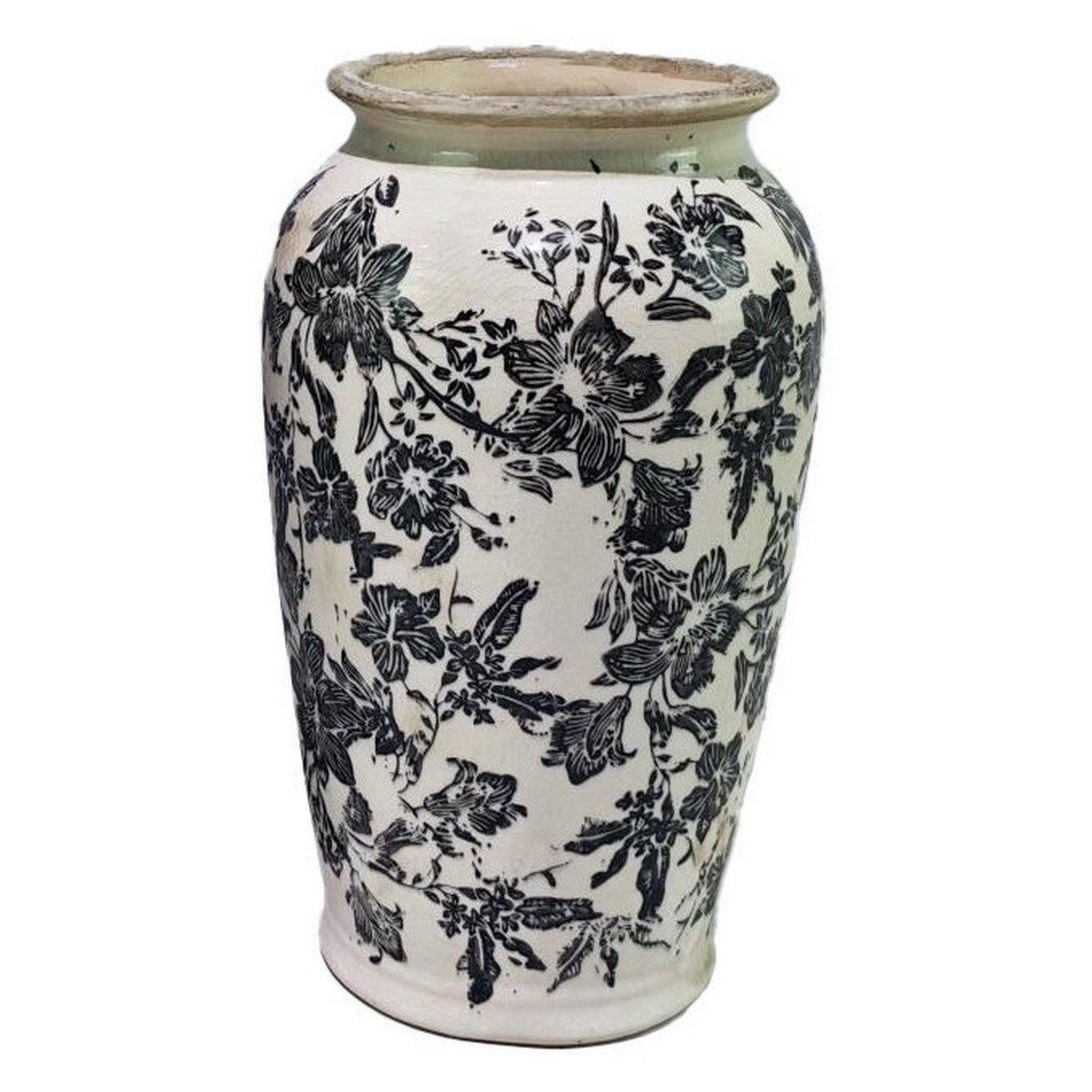 BLACK FLORAL VASE - BLACK - 165x165x295