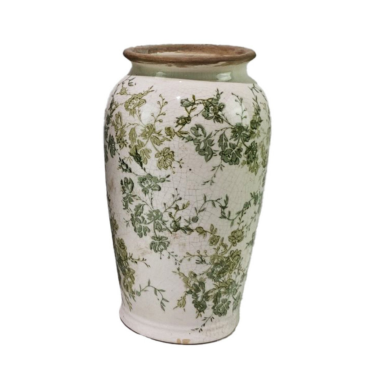 GREEN FLORAL VASE - GREEN - 165x165x295