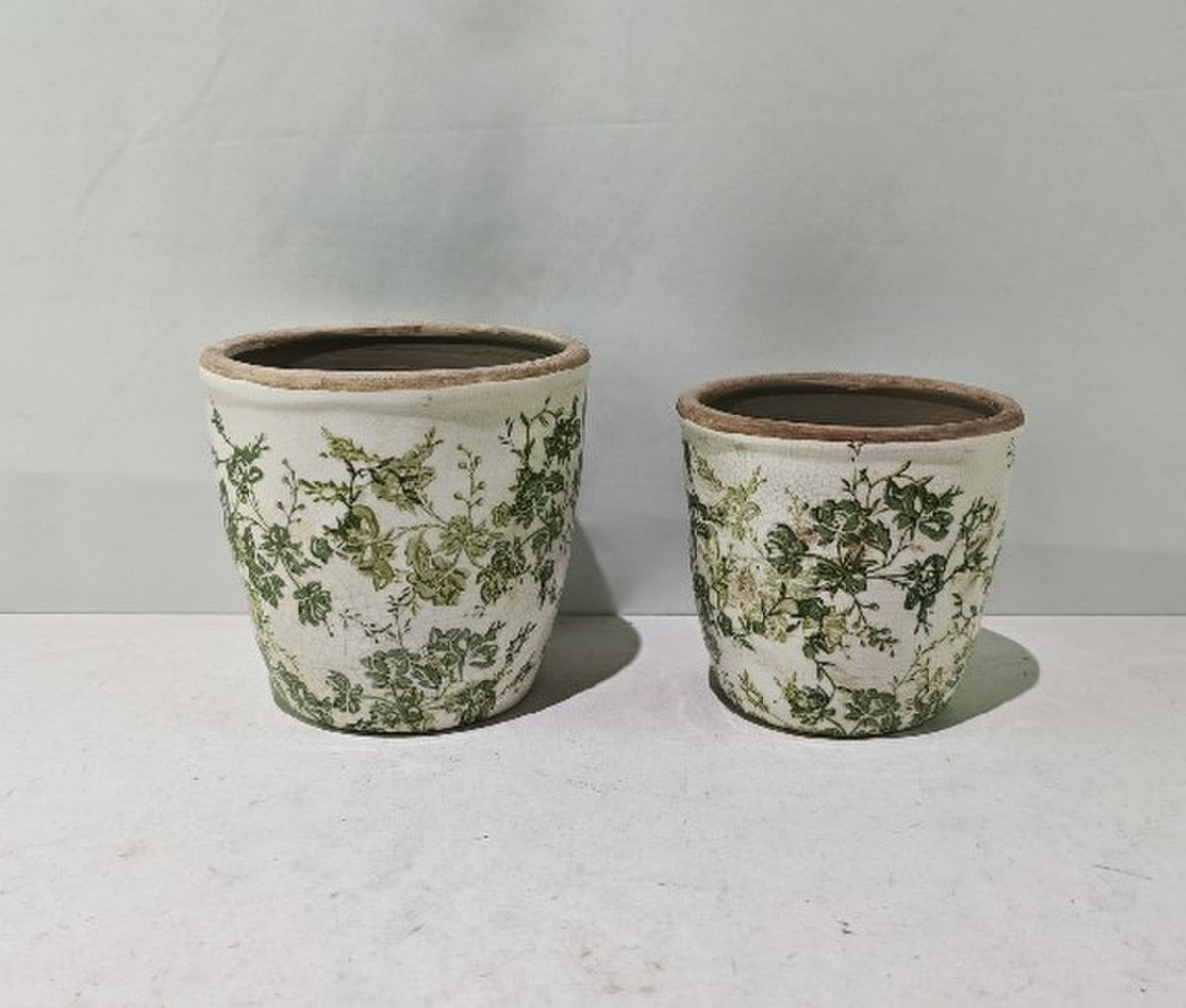 GREEN FLORAL POT - GREEN - 160x160x155