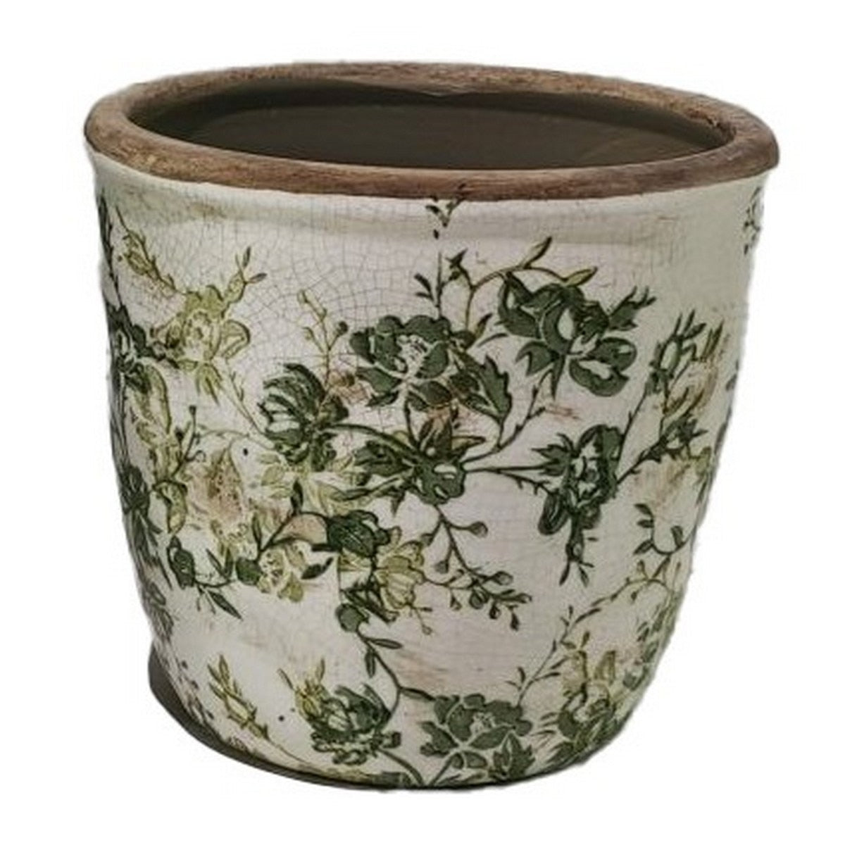 GREEN FLORAL POT - GREEN - 145x145x135
