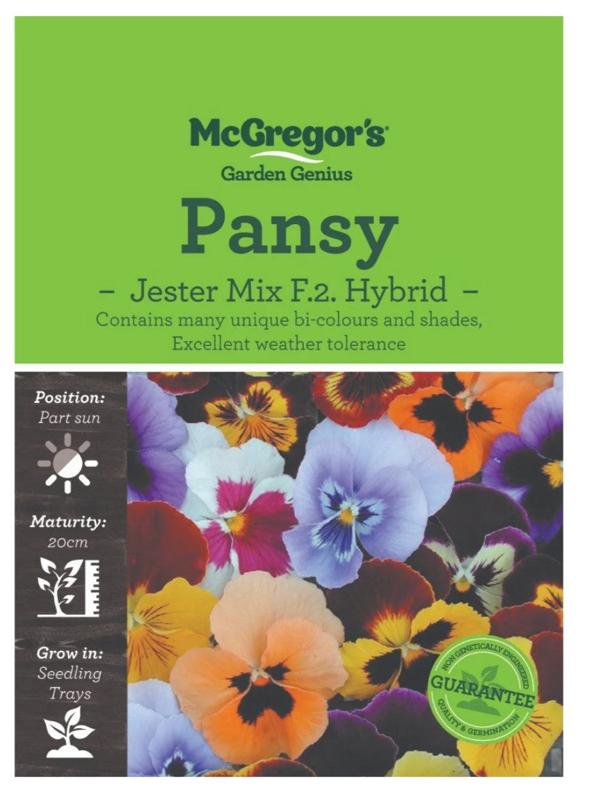 McGregor's Pansy Jester Mix Flower Seed Packet